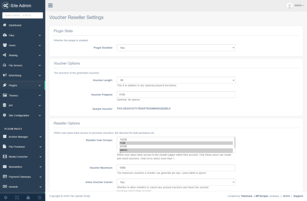 Admin Plugin Settings